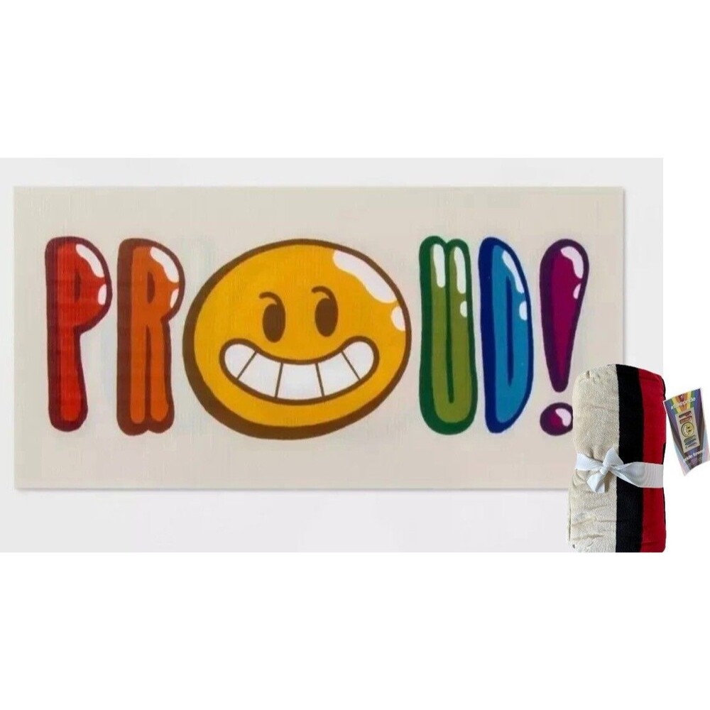 Pride Beach Towel PROUD! 100% Cotton 36"x74" LGBTQ Multicolor